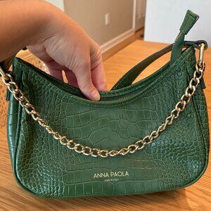 Anna Paola Croc-Finish Leather Crossbody Shoulder Bag | Made in Italy 🦎